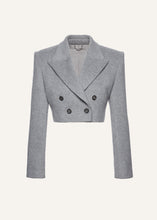 Load image into Gallery viewer, Cropped double breasted blazer in grey
