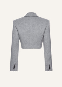 Cropped double breasted blazer in grey