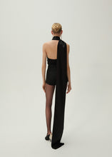 Load image into Gallery viewer, Silk wrap neck top in black
