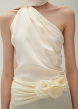 Load image into Gallery viewer, Silk wrap neck top in cream
