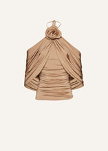 Load image into Gallery viewer, Flower appliqué wrap blouse in beige
