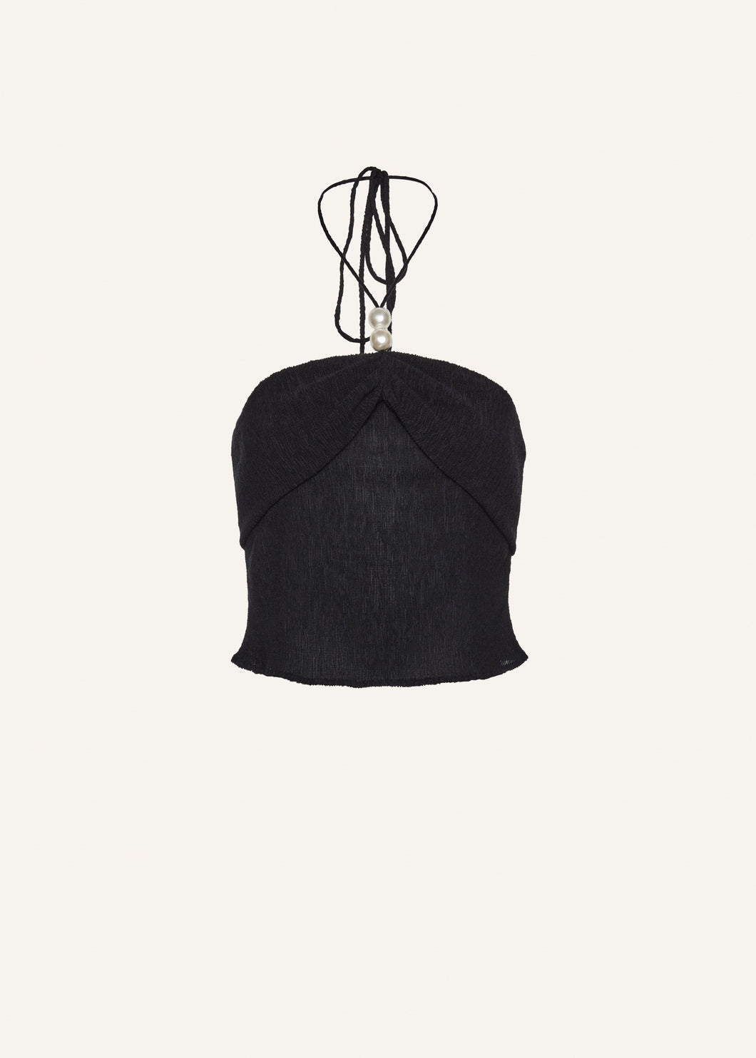 Pearl halterneck tube top in black