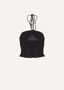 Pearl halterneck tube top in black