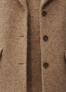 Single breasted short alpaca coat in beige