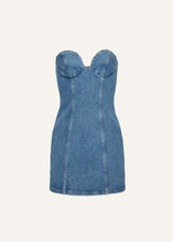 Load image into Gallery viewer, Denim bustier mini dress in blue
