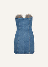 Load image into Gallery viewer, Denim bustier mini dress in blue
