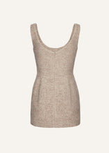 Load image into Gallery viewer, Tweed scoop neck mini dress in beige
