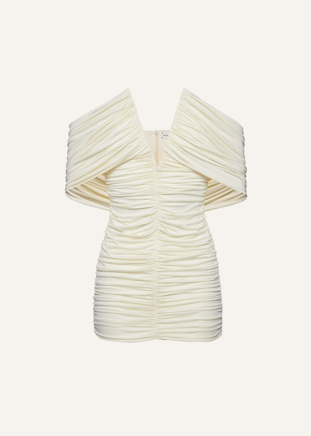 V neck ruched dress in cream