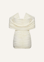 Load image into Gallery viewer, V neck ruched dress in cream
