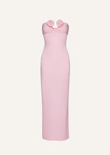 Load image into Gallery viewer, Strapless flower appliqué maxi dress in pink
