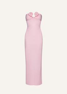 Strapless flower appliqué maxi dress in pink