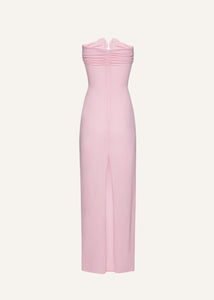 Strapless flower appliqué maxi dress in pink