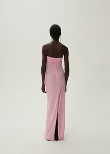 Strapless flower appliqué maxi dress in pink