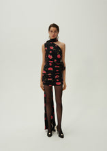 Load image into Gallery viewer, Wrap neck mini dress in black print
