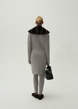 Load image into Gallery viewer, Faux fur trim cashmere cardigan in light grey
