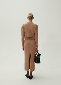 Mohair midi skirt in caramel