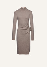 Load image into Gallery viewer, High neck knit midi dress in beige
