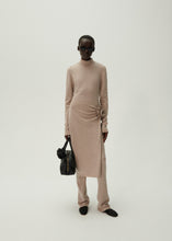 Load image into Gallery viewer, High neck knit midi dress in beige
