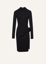 Load image into Gallery viewer, High neck knit midi dress in black
