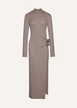 Load image into Gallery viewer, High neck knit maxi dress in beige
