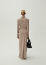 Load image into Gallery viewer, High neck knit maxi dress in beige
