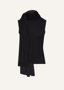 Sleeveless high neck knit top in black