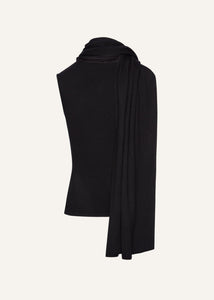 Sleeveless high neck knit top in black