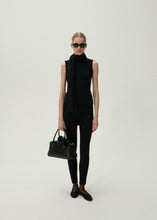 Load image into Gallery viewer, Sleeveless high neck knit top in black
