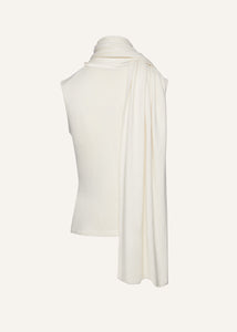Sleeveless high neck knit top in cream