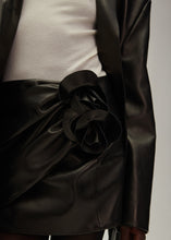 Load image into Gallery viewer, Draped leather mini skirt in black
