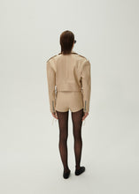 Load image into Gallery viewer, Cropped leather biker jacket in beige
