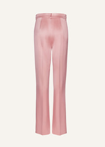 Wide leg silk tailored pants in pink