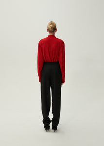 Tapered wool trousers in black