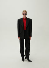 Load image into Gallery viewer, Tapered wool trousers in black
