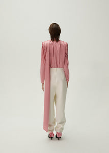 Tapered wool trousers in cream