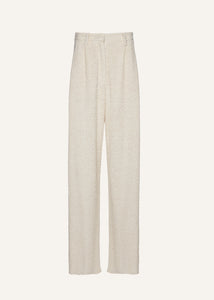 Wide leg bouclé pants in beige