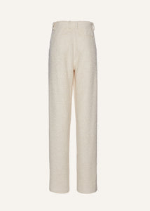 Wide leg bouclé pants in beige