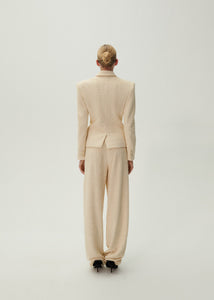 Wide leg bouclé pants in beige