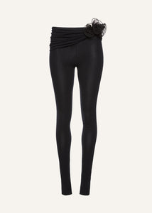 Waist wrap jersey leggings in black