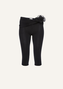 Waist wrap cropped jersey leggings in black