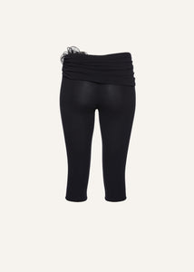 Waist wrap cropped jersey leggings in black