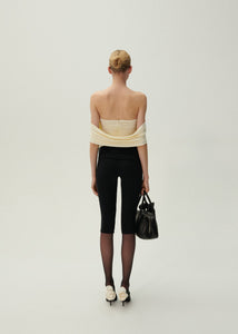 Waist wrap cropped jersey leggings in black