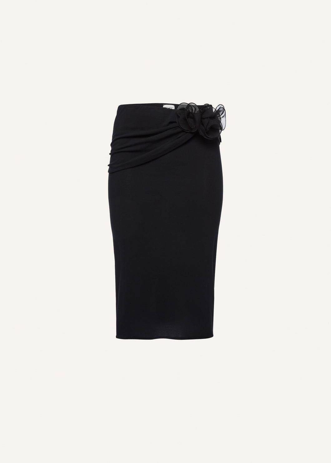 Waist wrap midi skirt in black