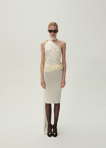 Waist wrap midi skirt in cream