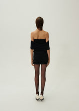 Load image into Gallery viewer, Hip plunge ruched mini skirt in black
