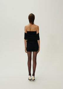 Hip plunge ruched mini skirt in black