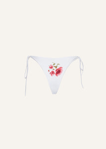 High-waist string tie swim bottom in cream print