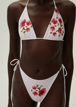 Load image into Gallery viewer, High-waist string tie swim bottom in cream print
