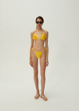 Load image into Gallery viewer, High-waist string tie swim bottom in yellow
