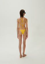 Load image into Gallery viewer, High-waist string tie swim bottom in yellow
